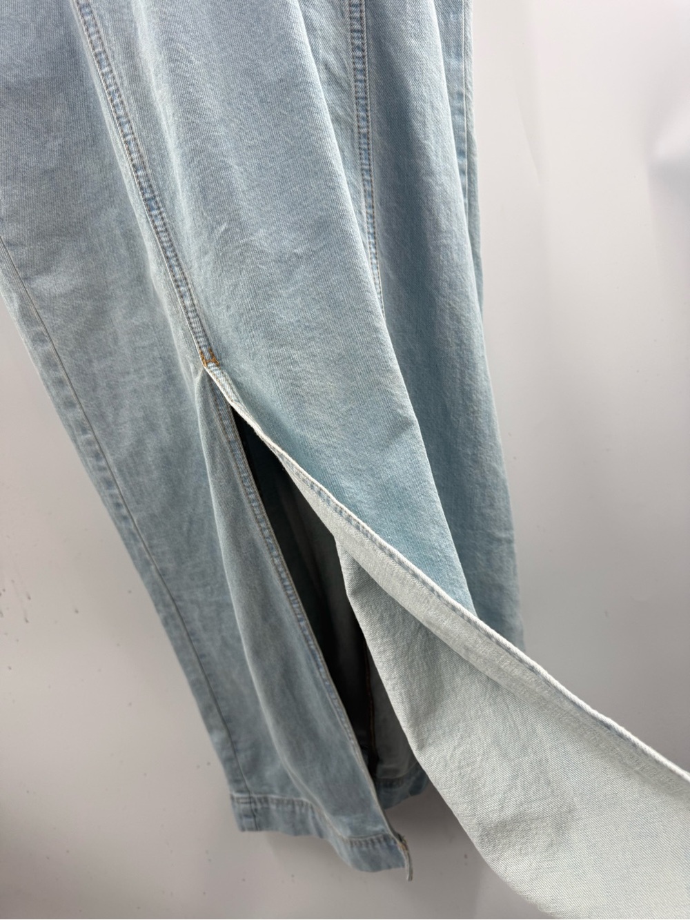 NWT Women's Cami Denim Maxi Jean Dress Light Wash Cotton Boho Cottagecore Size L - Picture 7 of 15